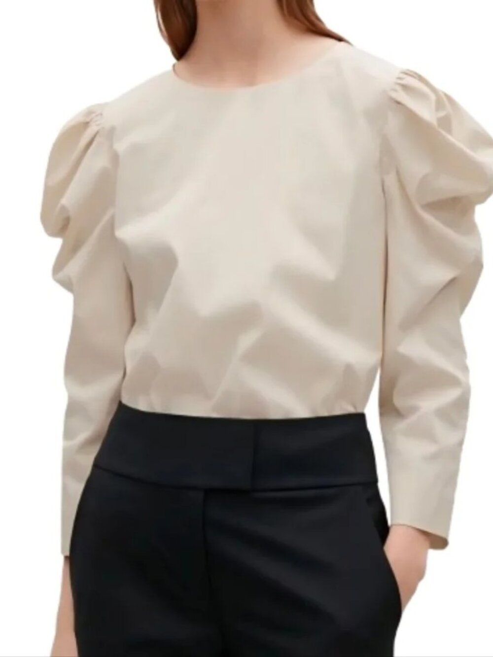 Pre-Loved COS Cream Structured Sleeve Blouse Size 4